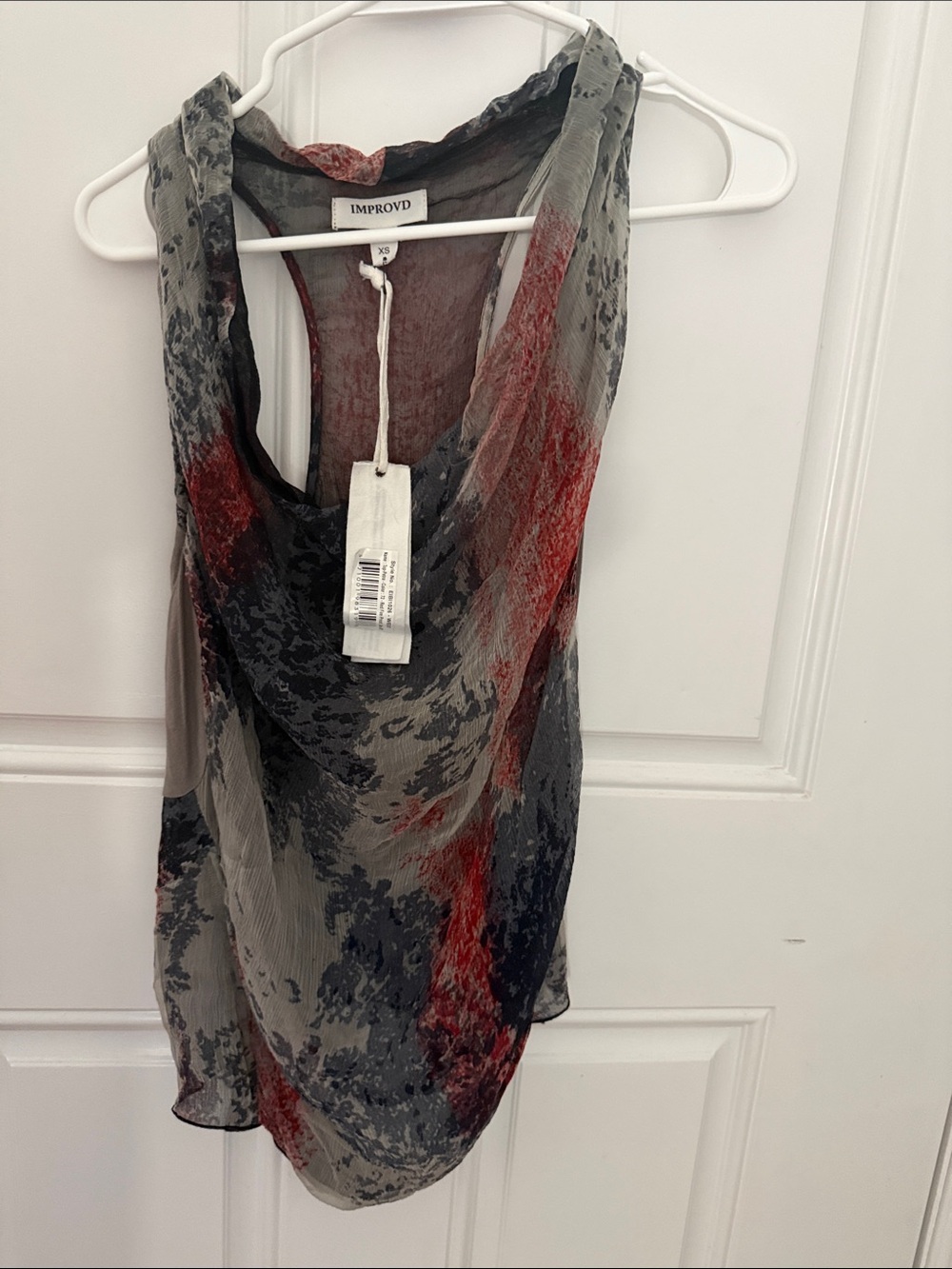 IMPROVD Red & Gray Sheer Draped Women's Tank Top